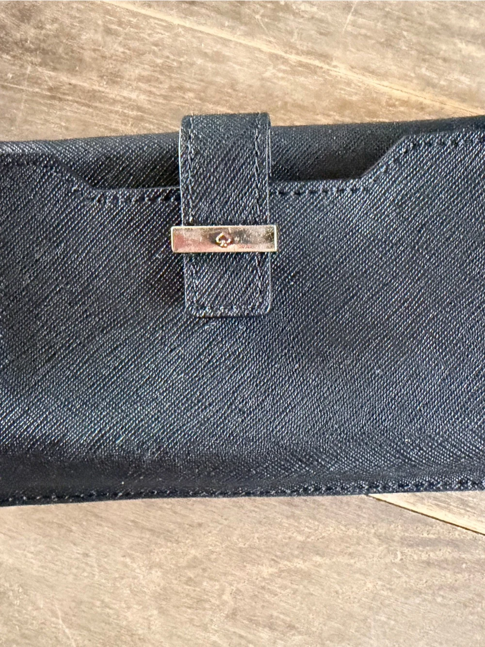 Kate Spade Black Saffiano Card Holder Wallet with Gold Logo